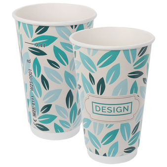 Bio-Becher doppelwandig mit Eichstrich 400 ml, 4/0-farbig (CMYK)