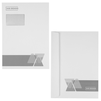 Briefumschlag DIN C4 (Lasche an der breiten Seite) haftklebend mit Fenster beidseitig 1/1 bedruckt