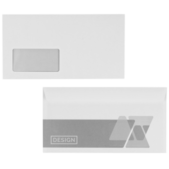 Briefumschlag DIN lang kompakt quer haftklebend mit Fenster einseitig 0/1 bedruckt (Rückseite)