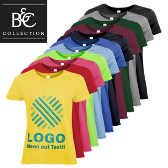 Damen-T-Shirt Basic, farbig - B&C Collection, mit zwei Druckpositionen