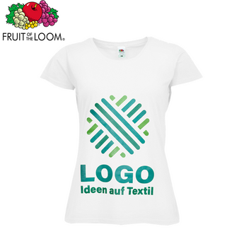 Damen-T-Shirt Budget, weiß - Fruit of the Loom, mit einer Druckposition