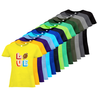 Tshirt, farbig bedruckt, Vorderseite, verschiedene Farben