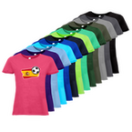Tshirt, farbig bedruckt, Vorderseite, verschiedene Farben