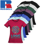 Damen-T-Shirt Organic, farbig - Russell, mit zwei Druckpositionen