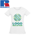 Damen-T-Shirt Organic, weiß - Russell, mit einer Druckposition