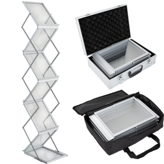 Prospektständer, Silber mit Koffer