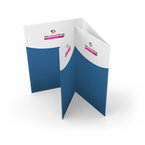 Faltblatt bedruckt gefalzt auf MAXI-Format (125 cm x 235 cm) vertikaler Doppelparallelfalz 8-seitig