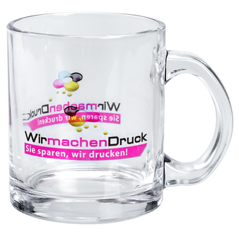 Glastasse frontal bedruckt