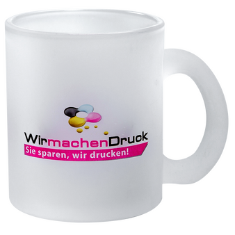 Glastasse frontal bedruckt