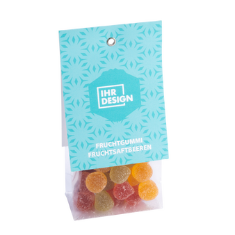 Fruchtgummi Fruchtsaftbeeren im Folienbeutel, farbig bedruckt, Motiv