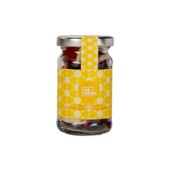 Fruchtgummi Zimtsterne im Glas, farbig bedruckt, Motiv