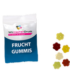 Fruchtgummi-Tütchen 10g (Form: Blume), 4/0 farbig einseitig bedruckt