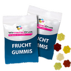 Fruchtgummi-Tütchen 10g (Form: Blume), 4/4 farbig beidseitig bedruckt