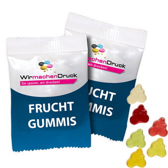 Fruchtgummi-Tütchen 10g (Form: Fahrradfahrer), 4/4 farbig beidseitig bedruckt