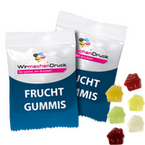 Fruchtgummi-Tütchen 10g (Form: Haus), 4/4 farbig beidseitig bedruckt