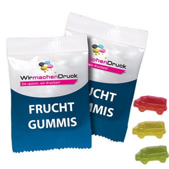 Fruchtgummi-Tütchen 10g (Form: LKW), 4/4 farbig beidseitig bedruckt