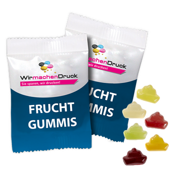 Fruchtgummi-Tütchen 10g (Form: Schiff), 4/4 farbig beidseitig bedruckt