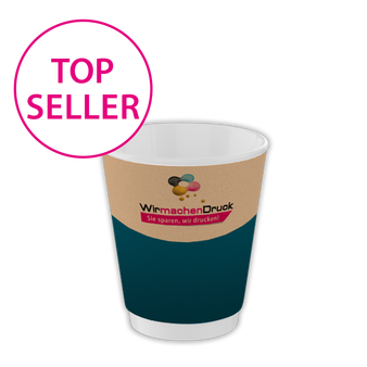 Graspapier Becher doppelwandig 200ml, 1/0-farbig (Pantone-Sonderfarbe)