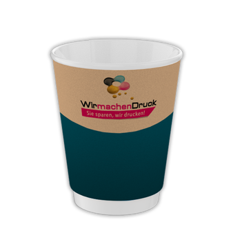 Graspapier Becher doppelwandig 300ml, 2/0-farbig (Pantone-Sonderfarbe)