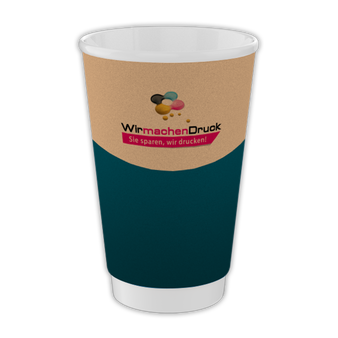 Graspapier Becher doppelwandig 400ml, 2/0-farbig (Pantone-Sonderfarbe)