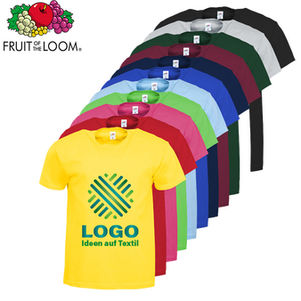 Herren-T-Shirt Budget, farbig - Fruit of the Loom, mit zwei Druckpositionen