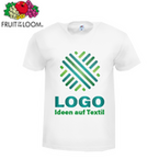 Herren-T-Shirt Budget, weiß - Fruit of the Loom, mit einer Druckposition