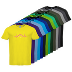 Tshirt, farbig bedruckt, Vorderseite, verschiedene Farben