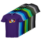 Tshirt, farbig bedruckt, Vorderseite, verschiedene Farben