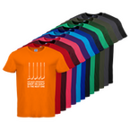Tshirt, farbig bedruckt, Vorderseite, verschiedene Farben