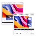 Monatskalender 15 Blatt (12 Monate + 2 Deckblätter + 1 Schlussblatt) beidseitig bedruckt 4/4 farbig, Quadrat (148 x 148 mm)