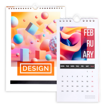Monatskalender 15 Blatt (12 Monate + 2 Deckblätter + 1 Schlussblatt) einseitig bedruckt 4/0 farbig, DIN A5 hoch (148 x 210 mm)