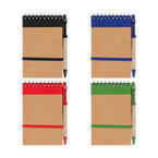 Notizblock mit Metall-Spiralbindung und Deckblatt aus recyceltem Karton inkl. Stift 70 Blatt liniert
