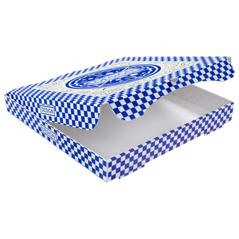Pizzakarton (30 x 30 x 4 cm) einseitig bedruckt 4/0-farbig (CMYK)