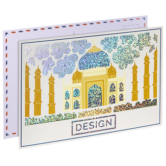 Postkarte, DIN A5 quer (21,0 x 14,8 cm), mit partieller Glitzer-Lackveredelung