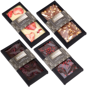 Schokoladentafel mit Topping, 90 g, 4/0-farbig einseitig bedruckt