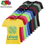 TOPSELLER Damen-T-Shirt Basic, farbig - Fruit of the Loom, mit einer Druckposition