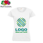 TOPSELLER Damen-T-Shirt Basic, weiß - Fruit of the Loom, mit einer Druckposition