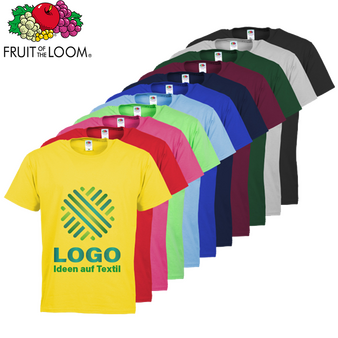 TOPSELLER Herren-T-Shirt Basic, farbig - Fruit of the Loom, mit zwei Druckpositionen