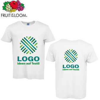 TOPSELLER Herren-T-Shirt Basic, weiß - Fruit of the Loom, mit zwei Druckpositionen