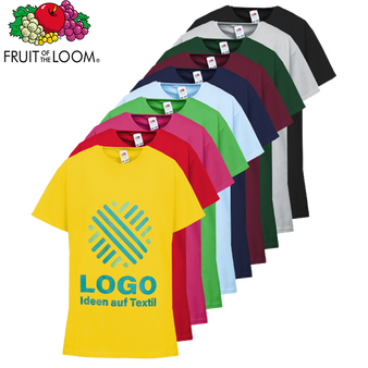 TOPSELLER Kinder-T-Shirt Basic, farbig - Fruit of the Loom, mit zwei Druckpositionen