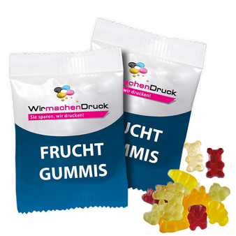 Vegane smart Gummibärchen 10g Tütchen, 4/4 farbig beidseitig bedruckt
