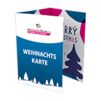 Weihnachtskarte, gefalzt auf DIN A5, vertikaler Wickelfalz, 6-seitig