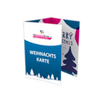 Weihnachtskarte, gefalzt auf DIN A7, vertikaler Wickelfalz, 6-seitig