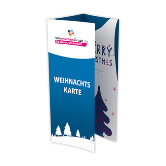 Weihnachtskarte, gefalzt auf DIN lang, vertikaler Wickelfalz, 6-seitig