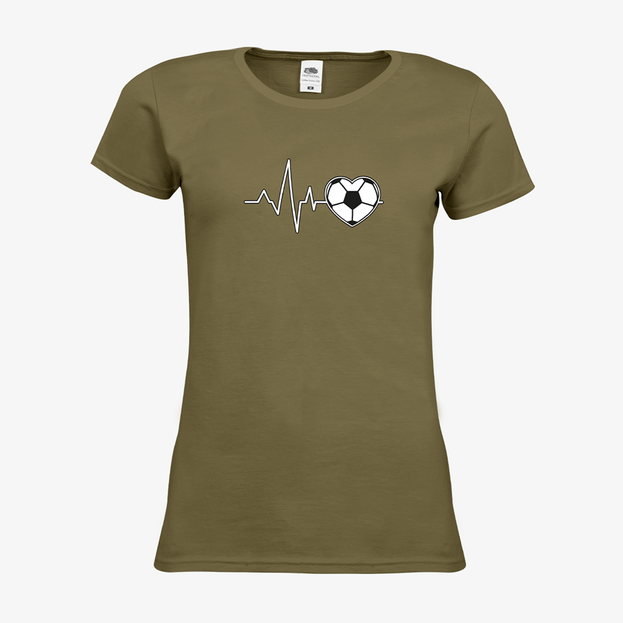 Premium-Damen-T-Shirt von Fruit of the Loom in Oliv, mit Fußball-Standardmotiv