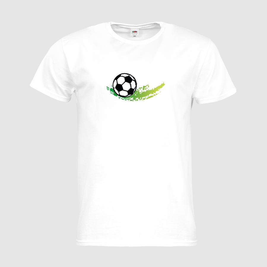 Weißes Premium-T-Shirt von Fruit of the Loom für Herren, mit Fußball-Standardmotiv