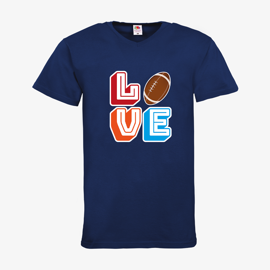 Herren-T-Shirt von Fruit of the Loom mit V-Neck und American-Football-Motiv