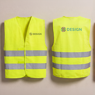 Neongelbe Unisex-Warnweste für Erwachsene bedrucken, mit Logo auf Brust und Rücken