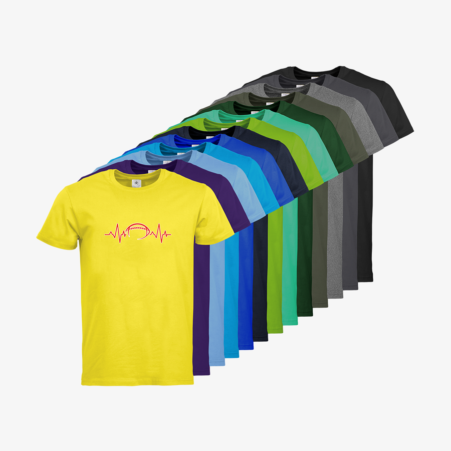Premium-Herren-T-Shirts von B&C Collection in zahlreichen Farben, mit American-Football-Motiv