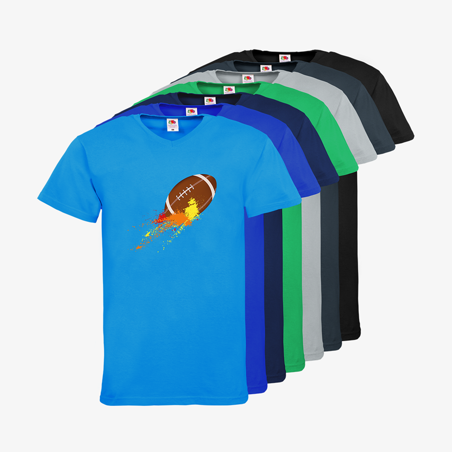 Herren-T-Shirts mit V-Neck und American-Football-Motiv, von Fruit of the Loom